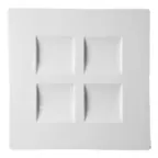 image of RAK Porcelain SPSP4B - 11" Square 4‑Compartment Tarragon Plate, White, Dishwasher Safe - 6/Case