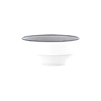 image of RAK Porcelain SSBW13BL - 14.2 oz 5" White Bowl with Blue Rim, Oven/Microwave Safe - 12/Case