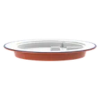 image of RAK Porcelain SSDP28BLBR - 11" Round Plate, Matte Brown Blue Rim, Oven/Dishwasher Safe - 6/Case