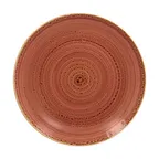 image of RAK Porcelain TWNNPR29CO - 11-3/8" Round Coupe Rim Porcelain Plate Coral Microwave Safe - 12/Case