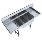 image of BK Resources BKS-3-1014-10-12TS (3) Three Compartment Sink