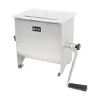 image of Hamilton Beach 36-1901-W Weston Manual Meat Mixer, 20 lb Capacity, Stainless Steel, 14.25" Width, Removable Paddles, Clear Plastic Cover