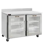 image of Traulsen CLUC-48R-GD-WTLR-LK 48" 2-Section Worktop Refrigerator w/ 2 Glass Doors, 13.28 cu. ft.