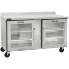 image of Traulsen CLUC-60R-GD-WTRR-LK 60" 2-Section Worktop Refrigerator w/ 2 Glass Doors, 16.94 cu. ft.