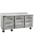 image of Traulsen CLUC-72R-GD-WTRRR-LK 72" 3-Section Worktop Refrigerator w/ 3 Glass Doors, 18.8 cu. ft.