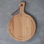 image of Boska 358121 Amigo Round Serving Board, 9.29" Diameter x 0.79" Height, Medium Beech Wood with Handle