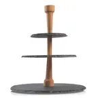 image of Boska 359007 Party Tower - 3‑Tier Display Stand, 11.57" Dia x 12.99" H, Brown Oak Handle, 9‑12"