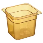 image of AllPoints CAM66HP150 - 1/6 Amber PC Food Pan, 6" Depth, -40°F to 375°F Hi‑Temp Condiment Tray