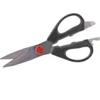 image of AllPoints 97637 Kitchen Shears - 8½" Steel Blades, Black Handles with Bottle and Lid Opener