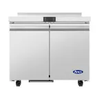 image of Atosa USA AWR36SD 36" 2-Solid Door Worktop Refrigerator, Stainless Steel, 35°F–38°F temp, 8.97 cu. ft.