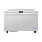 image of Atosa USA AWR48SD 48" 2-Solid Door Worktop Refrigerator, Stainless Steel, 35°F–38°F temp, 12.22 cu. ft.