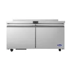 image of Atosa USA AWR60SD 60" 2-Solid Door Worktop Refrigerator, Stainless Steel, 35°F–38°F temp, 15.5 cu. ft.