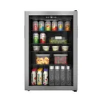 image of Koolmore KM-BR45SS 4.5 cu ft Glass Door Merchandiser, 21"W×20.3"D×31.5"H, Black Steel, 120‑Can Capacity