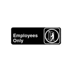 image of AllPoints 13835 Employees Only Sign, 9" x 3", Black Plastic with White Lettering and Adhesive Back