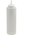 image of AllPoints 76252 Squeeze Bottle - 12 Oz Clear Plastic Dispenser, Single Tip, Standard Cap, Clear/White