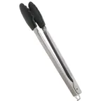 image of AllPoints 85101 Utility Tongs - 13" Up to 400°F, Stainless Steel Handle, Black Nylon Ends