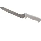 image of AllPoints 97625 Sandwich Knife - 9" Serrated Blade, White Plastic Handle, Stainless Steel