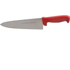 image of AllPoints 97650 Chef Knife - 10" Stamped Blade, Carbon Stainless Steel, Red Polypropylene Handle