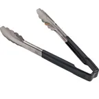 image of AllPoints VOL4780920 Utility Tongs – 9½" Black Handle, Stainless Steel Paddle, Kool‑Touch®, 3‑9"