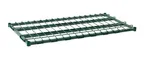 image of Metro 1836DRK3 Super Erecta® Dunnage Shelf, 36" W x 18" D, 1600 lbs, green epoxy‑coated finish, 1" square tubing, removable 5/16" wire mat, Microban®
