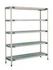 image of Metro 5X367GX3 - 5 Shelf Polymer Shelving, 60" W x 18" D x 74" H, Blue, 750 lbs shelf, 2000 lbs, corners, NSF