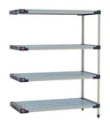image of Metro M4-1860G-63-A4 - 4‑Tier Polymer Shelving Unit, 18"D x 60"W x 63"H, 600 lbs per shelf, NSF, Microban mats
