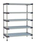 image of Metro M4-2160G-63-S5 5-Tier Polymer Shelving Unit, 21" D x 60" W x 63" H, 2000 lb, 600 lb per shelf, NSF, Microban mats, adjustable leveler feet