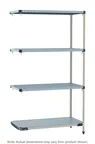 image of Metro MQ-1854GF-86-A4 4‑Tier Polymer Shelving Unit, 18" D x 54" W x 86" H, 600 lb per shelf, 2000 lb total, includes three open‑grid shelves and one solid shelf, Microban® protection, NSF approved