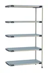 image of Metro MX-1830G-86-A5 Add-On Polymer Shelving Unit, 5-Tier, 18" D x 30" W x 86" H, 800 lb per shelf, 2000 lb total, rust-proof, stainless steel corners, NSF certified, ships knocked-down
