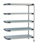 image of Metro MX-1842GF-63-A5 - 5‑Tier Polymer Shelving Unit, 18" D x 42" W x 63" H, 800 lb per shelf, 2000 lb total, NSF, rust‑proof, stainless steel corners, wedges & S‑hooks