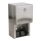 image of AllPoints 38234 - 2‑Roll Toilet Tissue Dispenser, 11¼" H, Stainless Steel Finish, Locking - 1/Each