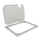 image of AllPoints 1331691 Carlisle 1/2" Clear Polycarbonate Pan Lid, Flip Lid with Spoon Notch, Ez Access