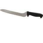 image of AllPoints 1371296 Sandwich Knife, 9" Serrated Blade, Carbon Stainless Steel, Black PP Handle