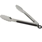 image of AllPoints 1371345 Utility Tongs - 9" Locking Stainless Steel, Non‑Coated Handle, Dishwasher Safe