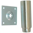 image of AllPoints 263298 Folding Table Leg, 6" Height, 3-1/2" Removable 1-3/4" Mounting Plate, Stainless Steel Finish
