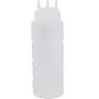 image of AllPoints 2801406 Tri‑Tip Squeeze Bottle 32 oz Clear, Wide Mouth, Triple Tip, Clear/White Cap