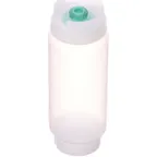 image of AllPoints 2801801 12 oz Clear Squeeze Bottle, Wide Mouth, Green Valve Tip, NSF Certified - 1/Each