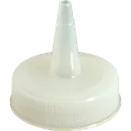 image of AllPoints 58804 Squeeze Bottle Cap, 38mm White Clear Standard Top, Single Tip Design