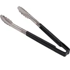 image of AllPoints 85693 Utility Tongs - 12" Paddle, Black Handle, Stainless Steel, Kool‑Touch® Grip