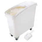 image of AllPoints WINIB21 Ingredient Bin, 29.5" H x 13" W x 28" L, 21‑Gal White PP Bin with Lid 3" Casters