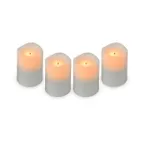image of Sterno 60324 Flameless Votive Candle LED Amber, 3-Hour Charge, 40-Hour Run - 4/Pack
