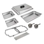 image of Sterno 70153 Buffet Chafer 8‑Pc Set, Rectangular 8 Qt Steel, 4" Water Pan, Two 2" Food Pans