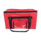 image of Sterno 71576 Red Insulated Food Carrier 15" x 23" x 13.5" Leak‑Proof Bag Holds Six Pans, Vinyl Liner