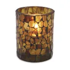 image of Sterno 80100 Morocco Candle Lamp, 3.5" H x 2.63" Dia., Mosaic Amber Glass, Wax Candle - 6/Case