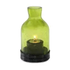 image of Sterno 80136 Edison Lantern Lamp, 5½" H x 3¼" Glass, Green, Soft Light Liquid Wax Candles, 6/Case