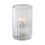 image of Sterno 80214 Paragon Candle Lamp, 5" H x 3-1/8" Dia Clear Glass, Wax or Flameless Candles - 6/Case