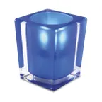 image of Sterno 80234 Classic Elegance Lamp, 4" H x 3" Dia., Square Blue Glass, Light Wax Candles, - 6/Case