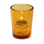 image of Sterno 80282 Luna Votive Lamp, 3" H x 2-3/8" Dia., Amber Glass, Petite Round - 6/Case