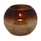 image of Sterno 80288 Roma Candle Lamp, 3.25" H x 4.25" Dia., Amber Sphere, Crackle Finish, Light Wax, 6/Case