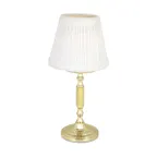 image of Sterno 80416 Candle Lamp, 10-1/2" H x 3-11/32" Dia., White Shade, Brass Base, Liquid Wax Candle, - 6/Case